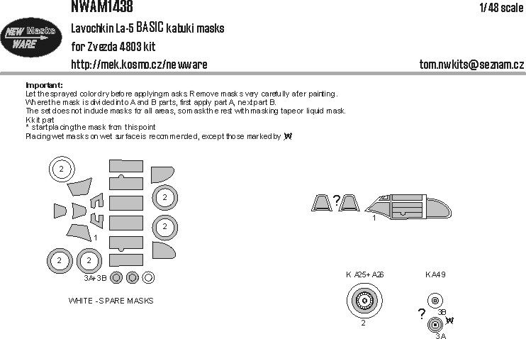 1:48 Lavochkin La-5 - BASIC Kabuki Masks (for Zvezda 4803 Kit)