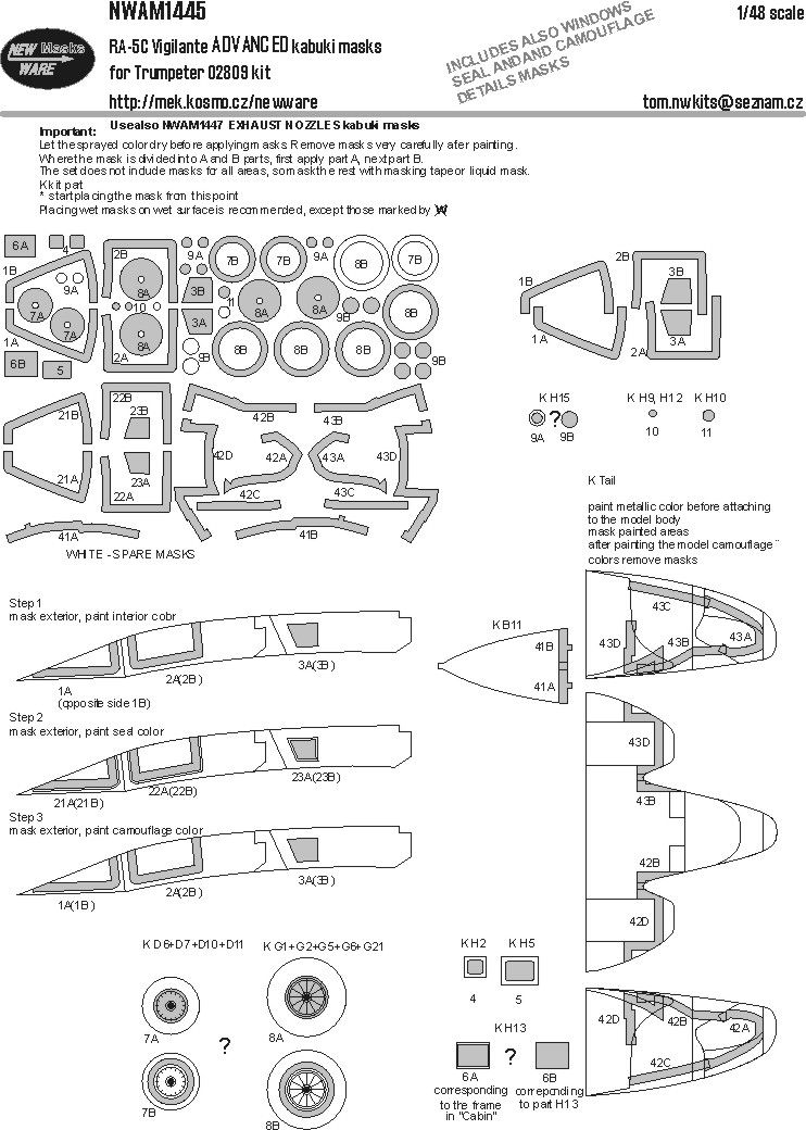 1:48 RA-5C Vigilante - ADVANCED Kabuki Masks (for Trumpeter 02809 Kit)