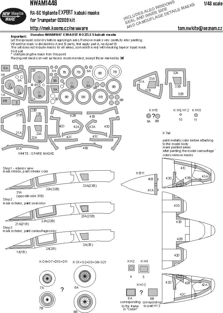1:48 RA-5C Vigilante - EXPERT Kabuki Masks (for Trumpeter 02809 Kit)