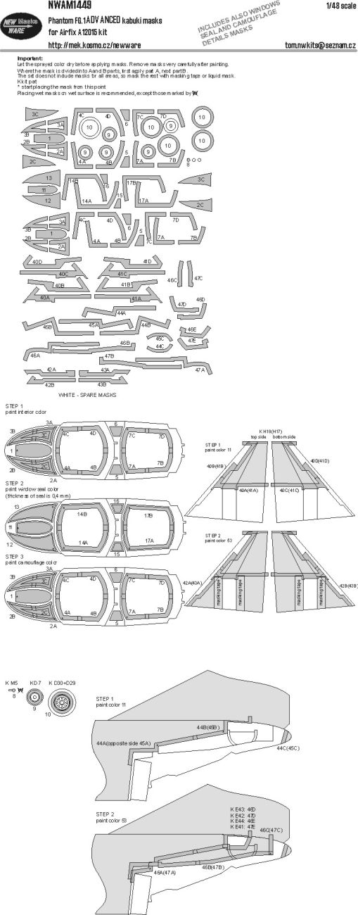 1:48 Phantom FG.1 - ADVANCED Kabuki Masks (for Airfix 12015 Kit)