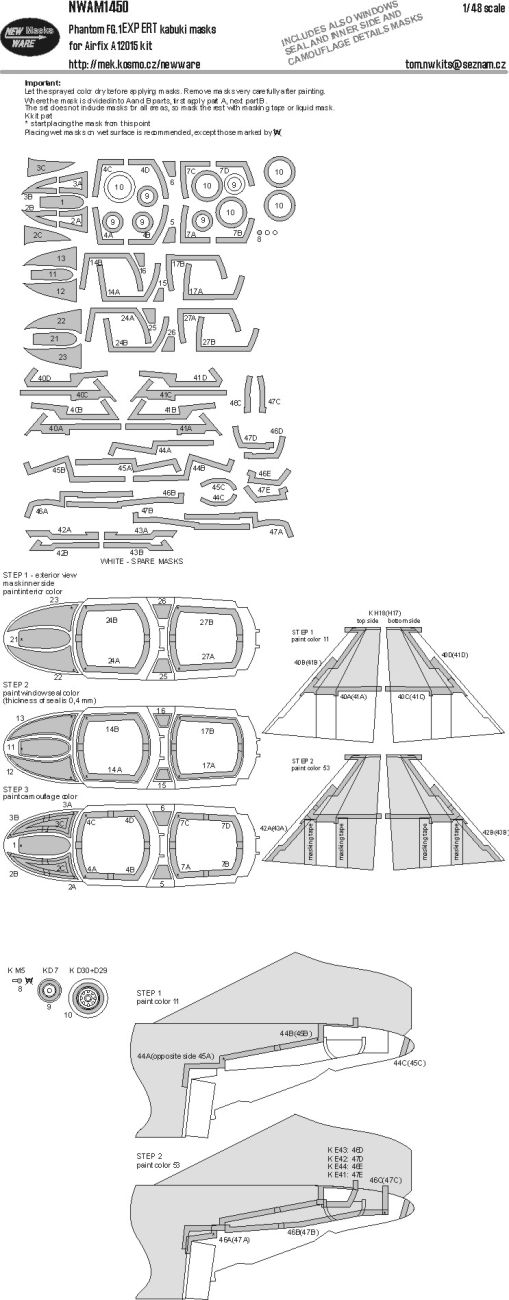 1:48 Phantom FG.1 - EXPERT Kabuki Masks (for Airfix 12015 Kit)