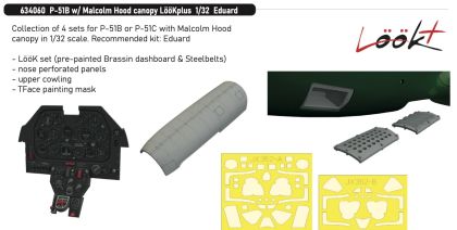 1:32 P-51B with Malcolm Hood Canopy - LööKplus Set for Eduard