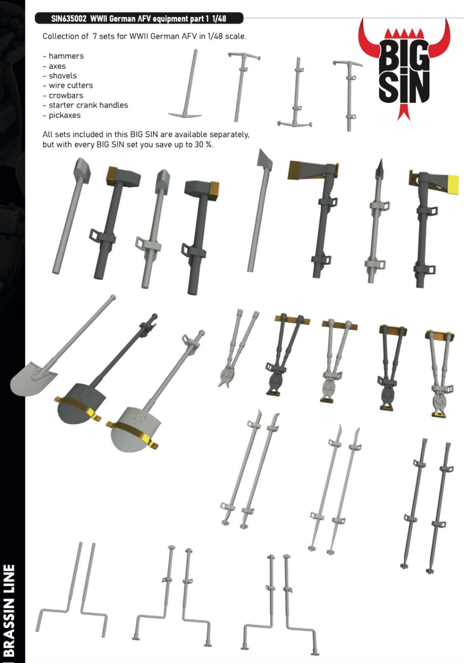 1:48 German WWII AFV Equipment Part 1 (3D-Printed)