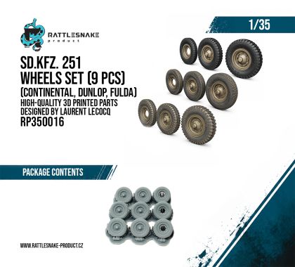 1:35 Sd.Kfz.251 Wheels sets 9pcs (DUNLOP, CONTINENTAL, FULDA) 
