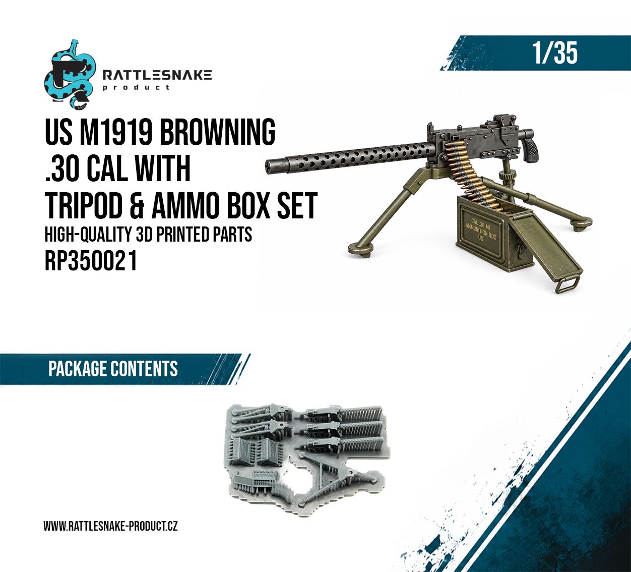 1:35 US M1919 Browing .30 CAL with tripod & ammo box set