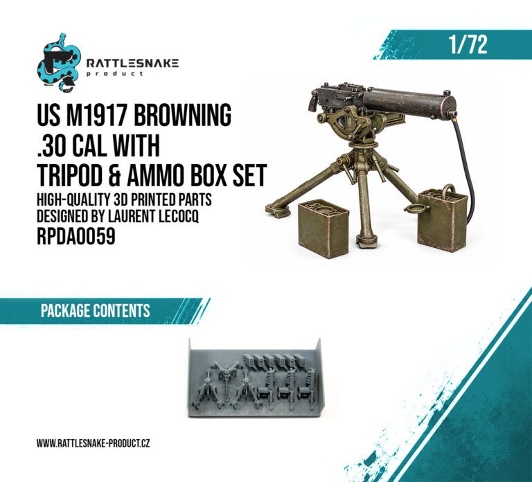 1:72 US M1917 Browning .30 Cal with Tripod & Ammo Box Set