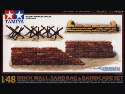 1:48 Brick Wall, Sand Bag & Barricade Set