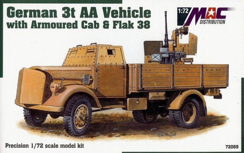 1:72 German 3t AA Vehicle with Armoured Cab + Flak 38