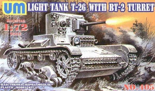 1:72 T-26 Tank w/BT-2 Turret & Plastic Tracks