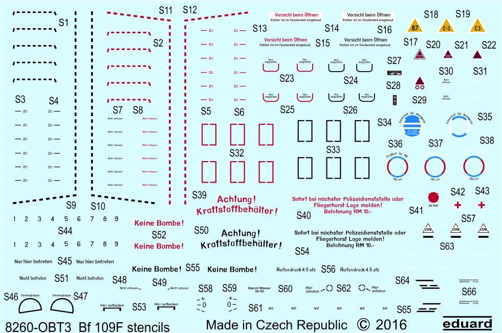 1:48 Bf 109F popisky