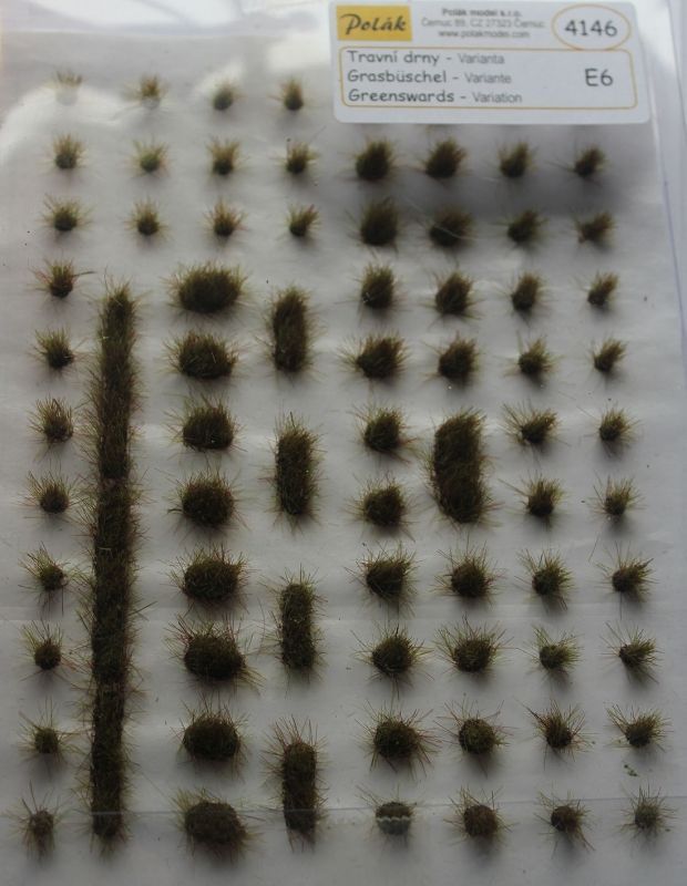 Drny- výška 6mm  - Zel.střední + Hnědá 78ks