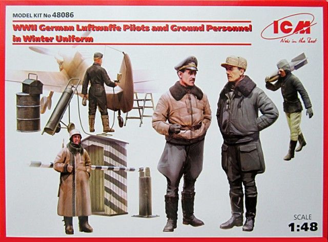 1:48 WWII German Luftwaffe Pilots and Ground Personnel in Winter Uniform