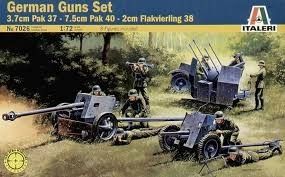 1:72 German Guns Set (3,7cm Pak 37 + 7,5cm Pak 40 + 2cm Flakvierling 38)