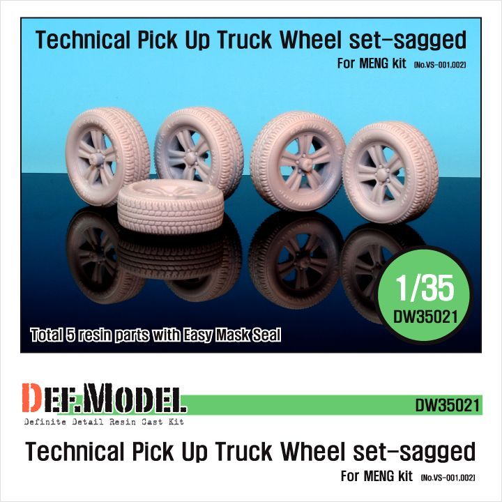 1:35 Technical Pick up Truck Sagged wheel set (for Meng 1:35 )