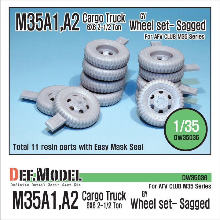 1:35 U.S M35 Cargo truck GY sagged wheel set (for AFV Club M35A1/2)