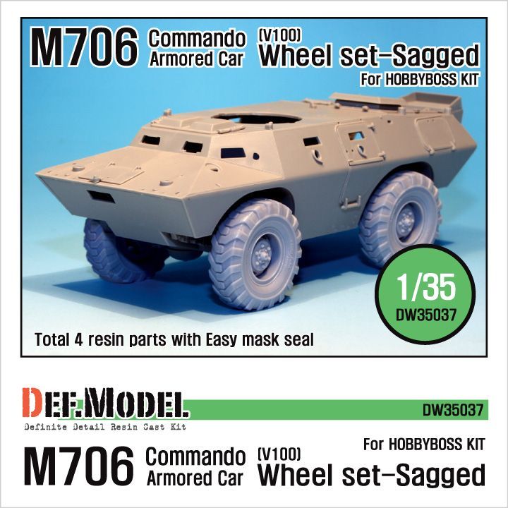 1:35 U.S M706(V100) Commando sagged wheel set (for Hobbyboss 1:35 )