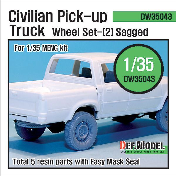 1:35 Civilian Pick up Truck Sagged wheel set 2 (for Meng 1:35 )