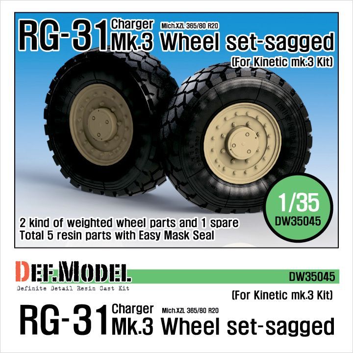 1:35 RG-31 Mk.3 Sagged Wheel set (for Kinetic 1:35 )