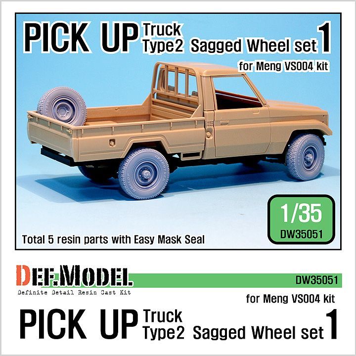 1:35 Pick up truck Type 2 Sagged Wheel set 1 (for Meng VS004 1:35 )