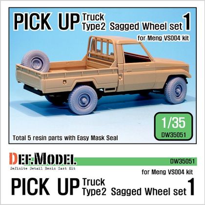 1:35 Pick up truck Type 2 Sagged Wheel set 1 (for Meng VS004 1:35 )