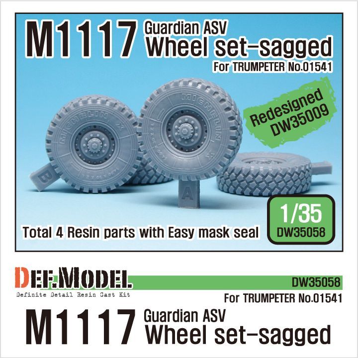 1:35 US M1117 Guardian ASV Sagged Wheel set (for Trumpeter 1:35 )