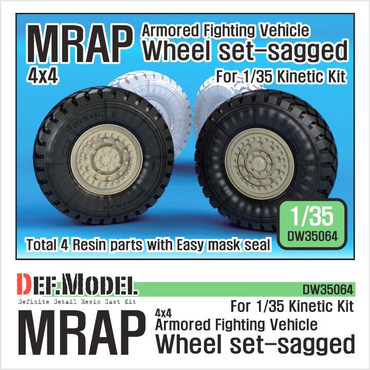 1:35 US MRAP M-pro Sagged wheel set (for Kinetic 1:35 )