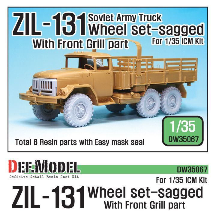 1:35 ZIL-131 Sagged wheel set with Correct Grill parts (for ICM 1:35 )