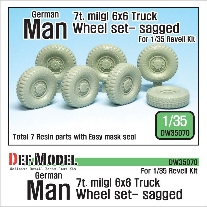 1:35 German Man 7t. milgl 6x6 Truck Sagged Wheel set (for Revell 1:35 )