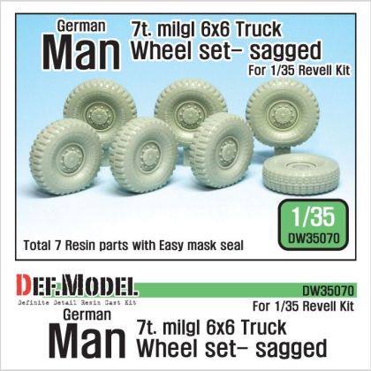 1:35 German Man 7t. milgl 6x6 Truck Sagged Wheel set (for Revell 1:35 )