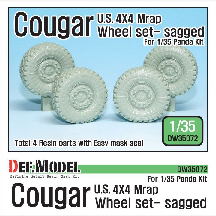 1:35 US Cougar 4X4 MRAP Sagged Wheel set (for Panda 1:35 )