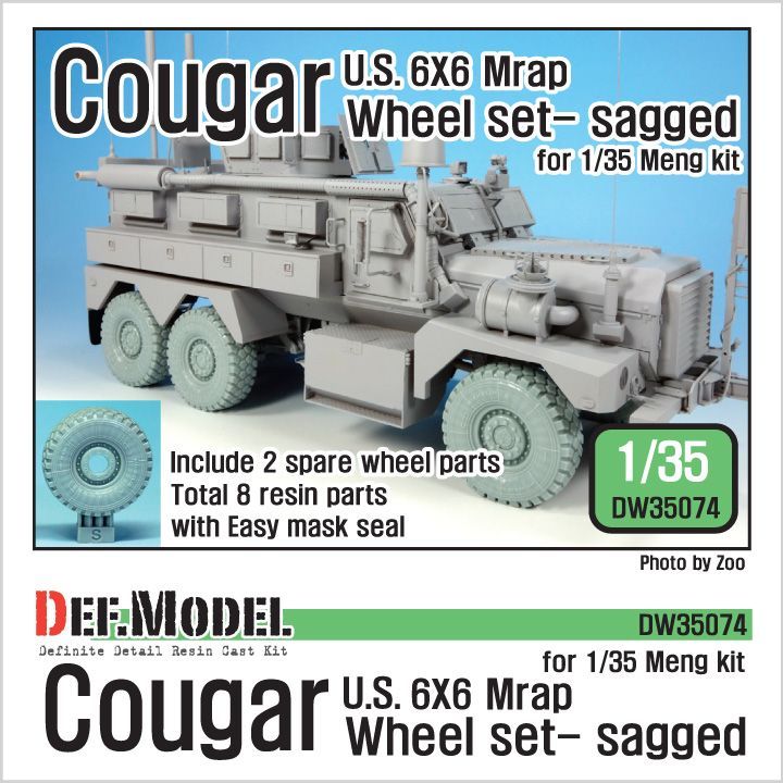 1:35 US Cougar 6X6 Mrap Sagged Wheel set - 2 Spare wheel (for Meng 1:35 )