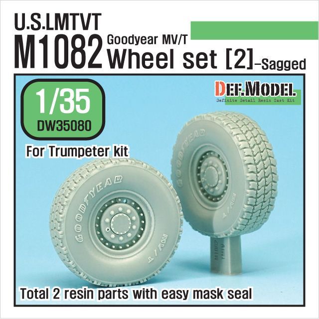 1:35 US M1082 LMTVT GY Sagged Wheel set-2 (for Trumpeter 1:35 )