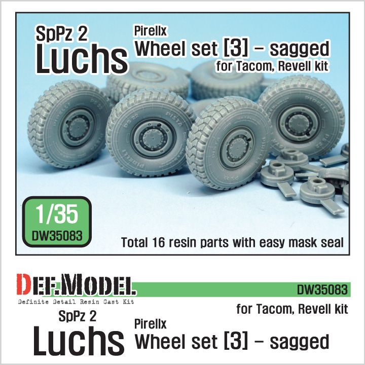 1:35 German Luchs 8X8 Pirxlli Sagged Wheel set-3 (for Tacom/Revell 1:35 )