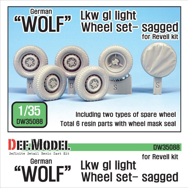 1:35 German Wolf Lkw gl light Sagged Wheel set (for Revell 1:35 )