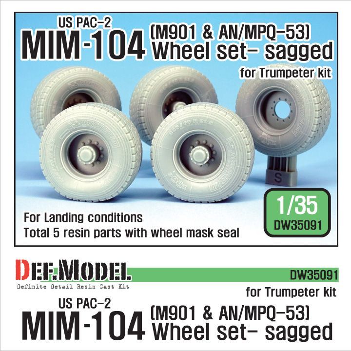 1:35 US MIM-104 M901 & AN/MPQ-53 Wheel set - Sagged (for Trumpeter 1:35 )