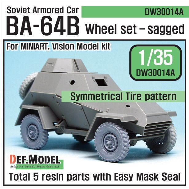 1:35 WW2 Russian BA-64B Armored car Wheel set (for Miniart 1:35 )