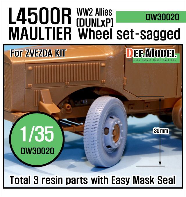 1:35 WW2 Allies L4500 R Maultier Wheel-(DUNLxP) set (for Zvezda 1:35 )