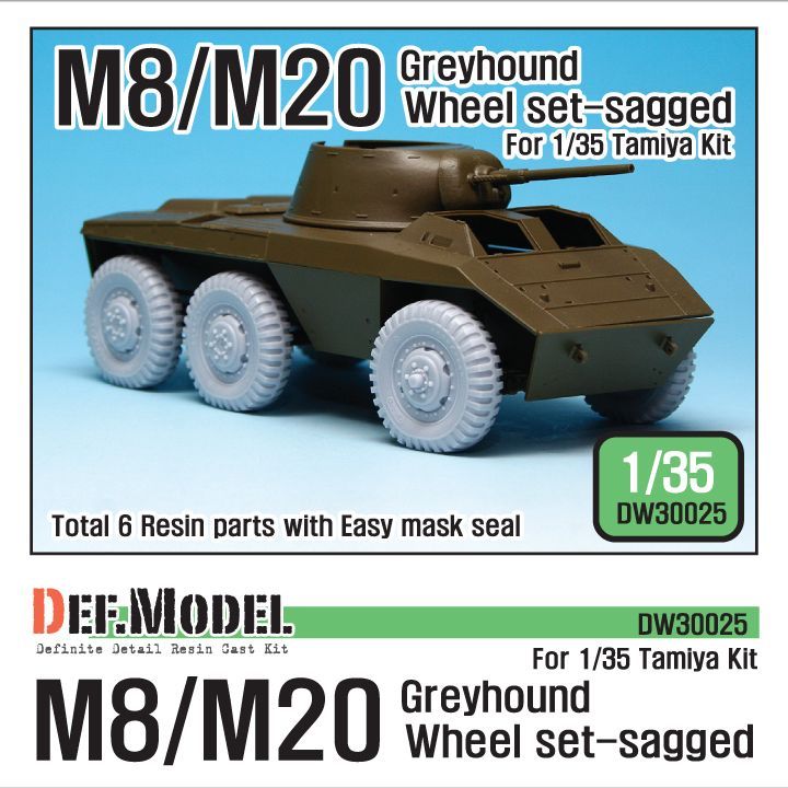 1:35 WW2 U.S. M8/M20 Greyhound Sagged Wheel set (for Tamiya 1:35 )