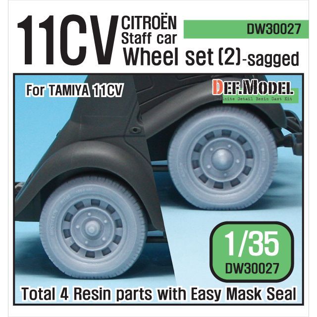 1:35 WW2 11CV Staff car Sagged wheel set (2) (for Tamiya 1:35 )