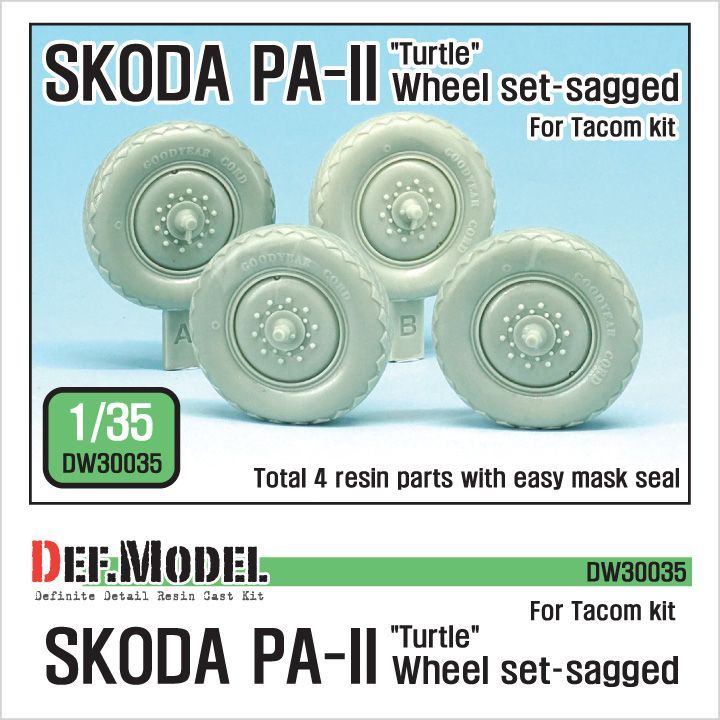 1:35 Czech SKODA PA-II Sagged Wheel set ( for Takom 1:35 )