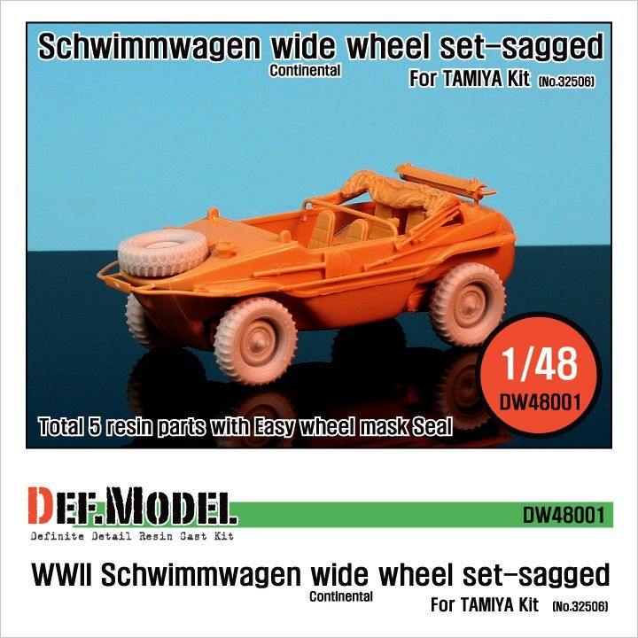 1:48 Schwimmwagen Wide Tire(continental)-Sagged (for Tamiya 1:48 )