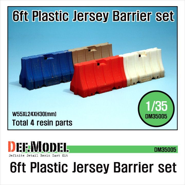 1:35 Modern 6ft Plastic Jersey Barrier set (4 PCS)