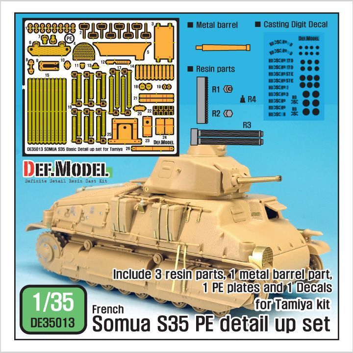 1:35 French Somua S35 PE basic detail up set (for Tamiya 1:35 )