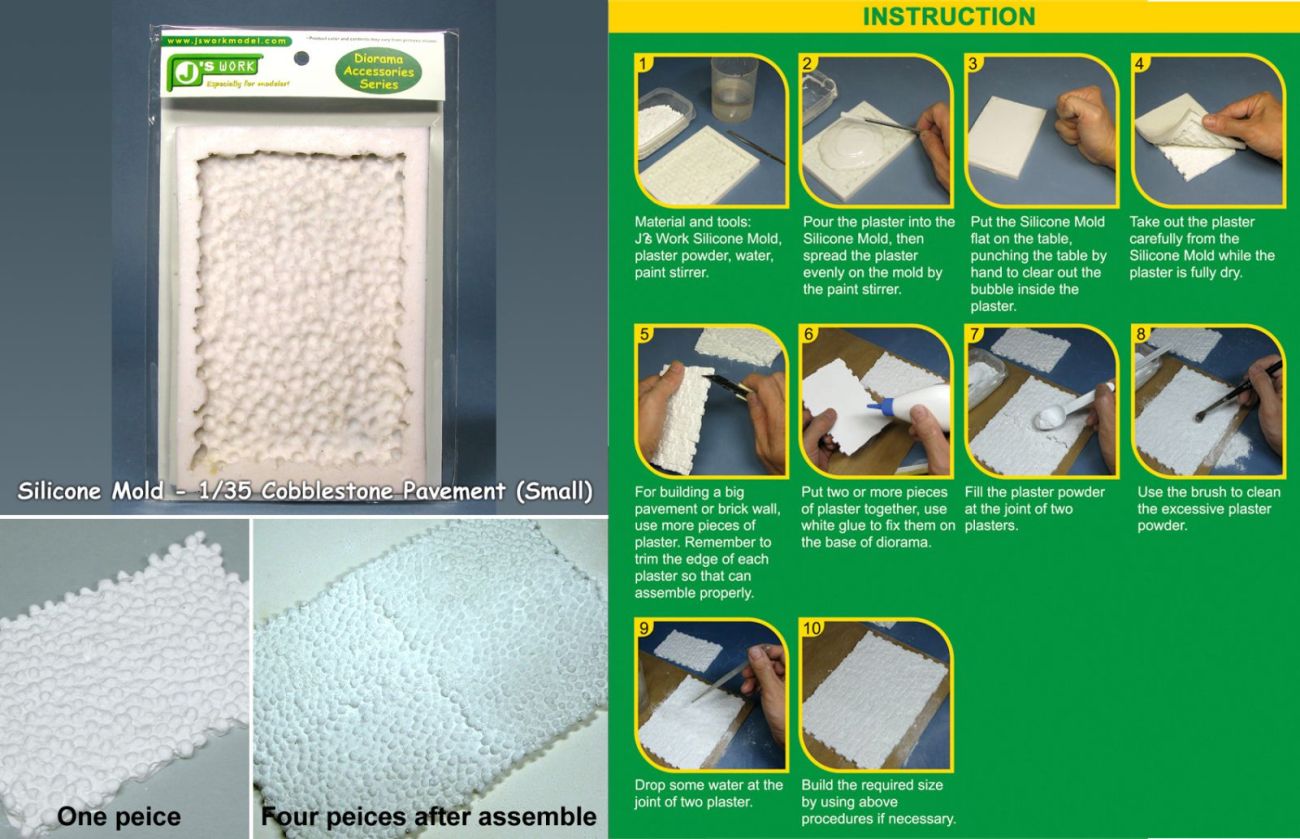 Silicone Mold for 1/35 Cobblestone Pavement (Small)