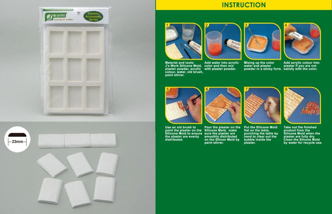 Silicone Mold 1/35 Round Edged Tiles (Large)