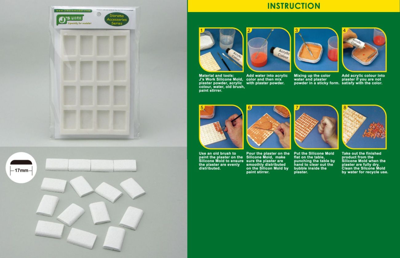 Silicone Mold 1/35 Round Edged Tiles (Small)