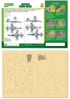 Airbrush CAMO-MASK for 1/48 Canadian Armed Forces CF-116 116757 / 116727,1995.
Airbrush CAMO-MASK for 1/48 Canadian Armed Forces CF-116 116763,NO.434 