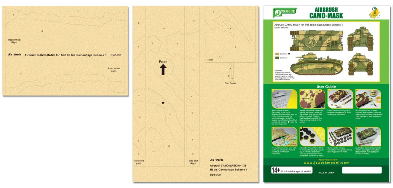 Airbrush CAMO-MASK for 1/35 B1 bis Camouflage Scheme 1