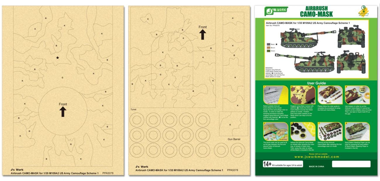 Airbrush CAMO-MASK for 1/35 M109A2 US Army Camouflage Scheme 1