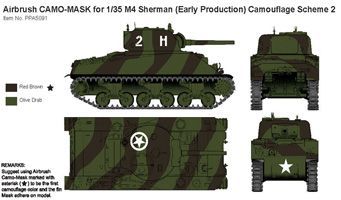 Airbrush CAMO-MASK for 1/35 M4 Sherman (Early Production) 
Camouflage Scheme 2